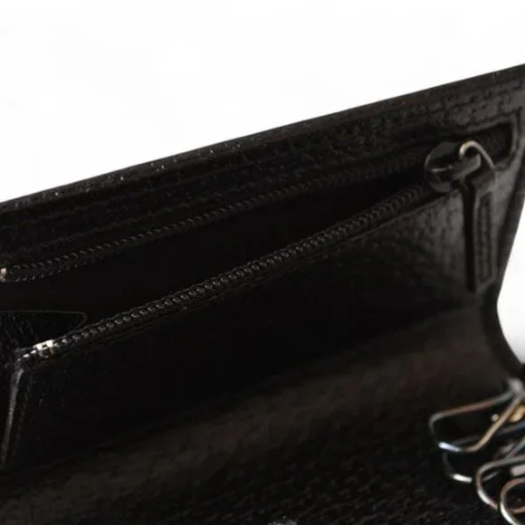Gucci Outlet Key Case Key Holder 6-stacks Pigskin Sherry Line Black 033 - Picture 6 of 9